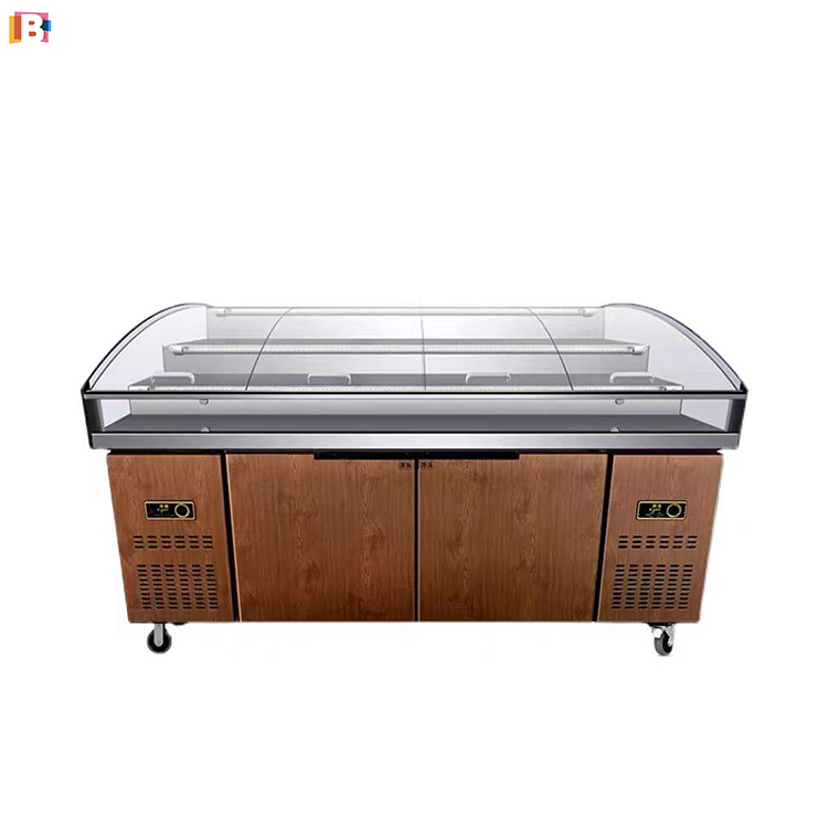 Supermarket Stainless Steel Seafood Freezer Fish Display Counter