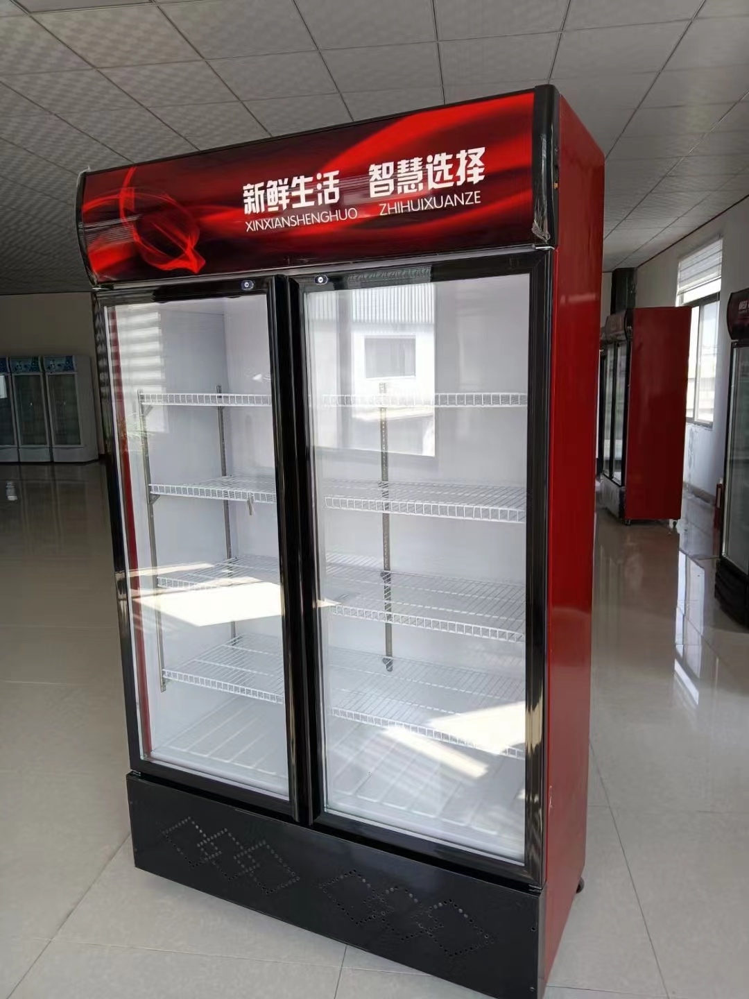 Cooler Drinks Refrigerator for Supermarket Vertical Glass Door Air Cooling Display Cooler Beverage Beer Flower Commercial