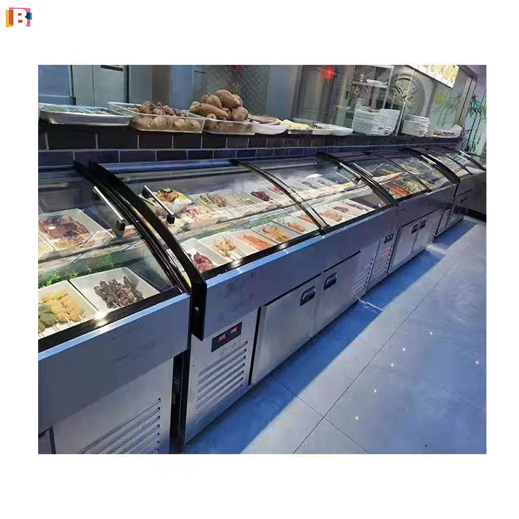 Supermarket Stainless Steel Seafood Freezer Fish Display Counter