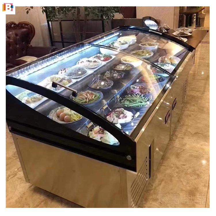 Supermarket Stainless Steel Seafood Freezer Fish Display Counter