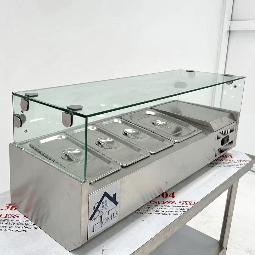 Commercial Prep Station Stainless Steel Refrigerator Salad Sandwich Pizza Prep Table Commercial