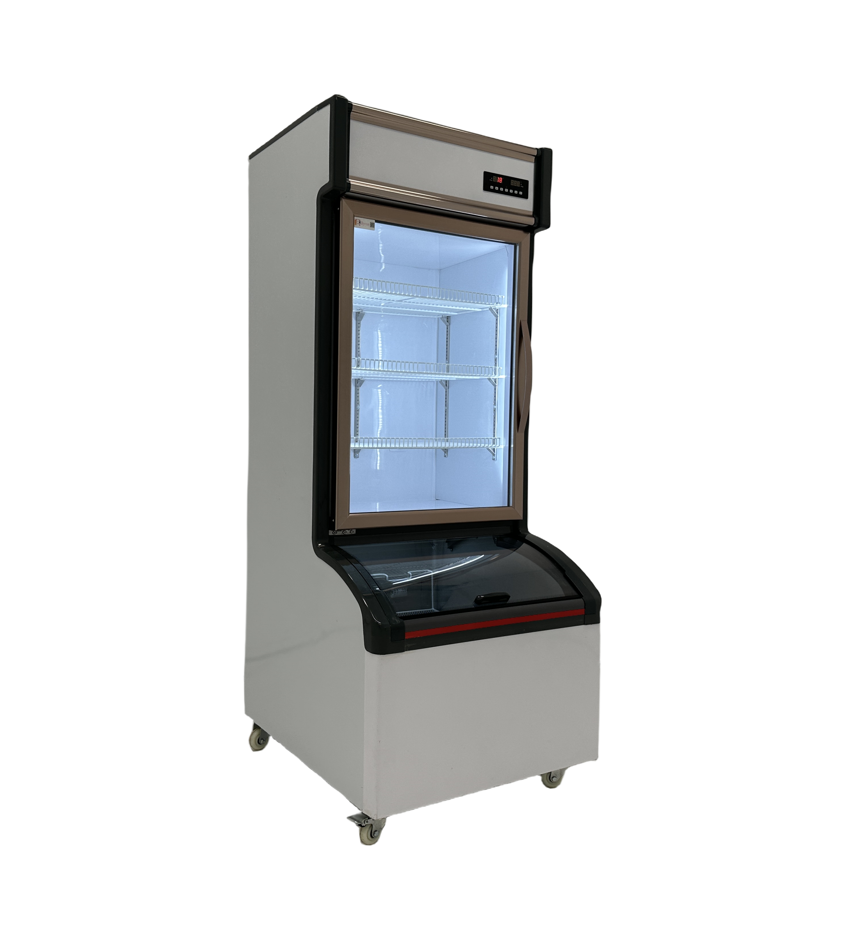 Half And Refrigerator Ice Cream Combine Freezer Cooler Chiller Glass Doors For Convenience Store