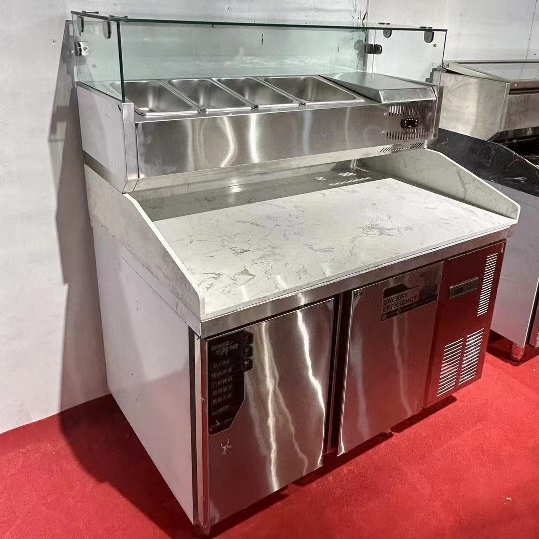 Stainless Steel Refrigerator Salad Sandwich Pizza Prep Table Commercial Commercial Prep Station