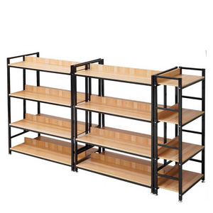 Custom Hot Selling High-end Wood And Steel Wine Bottle Stand Racks Display Shelf super market racks