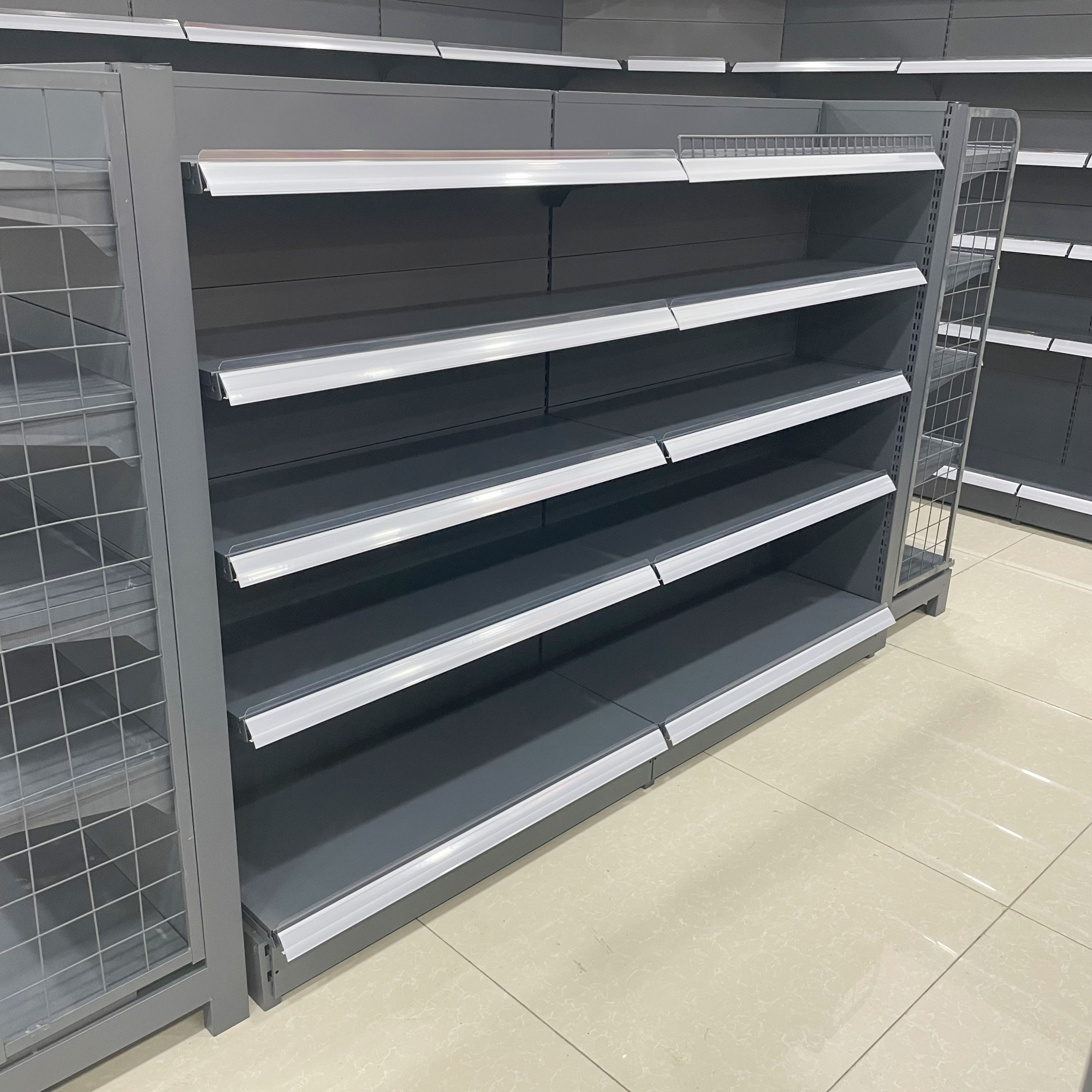 Custom gondola shelving double-sided rack supermarket shelves design pharmacy shelves for retail store