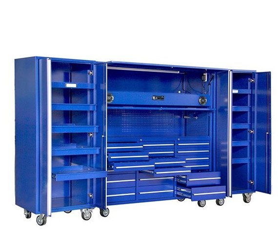 Hot Selling Hgh Quality Workshop Stainless Steel Garage 72 inch Tool Chest And Roller Cabinet Blue