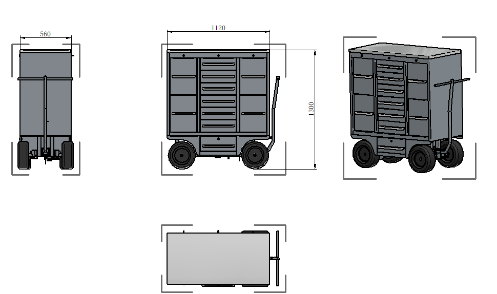 Factory Directly Selling Garage Tool Cabinet Heavy Duty Tool Pit Cart With Big Wheels