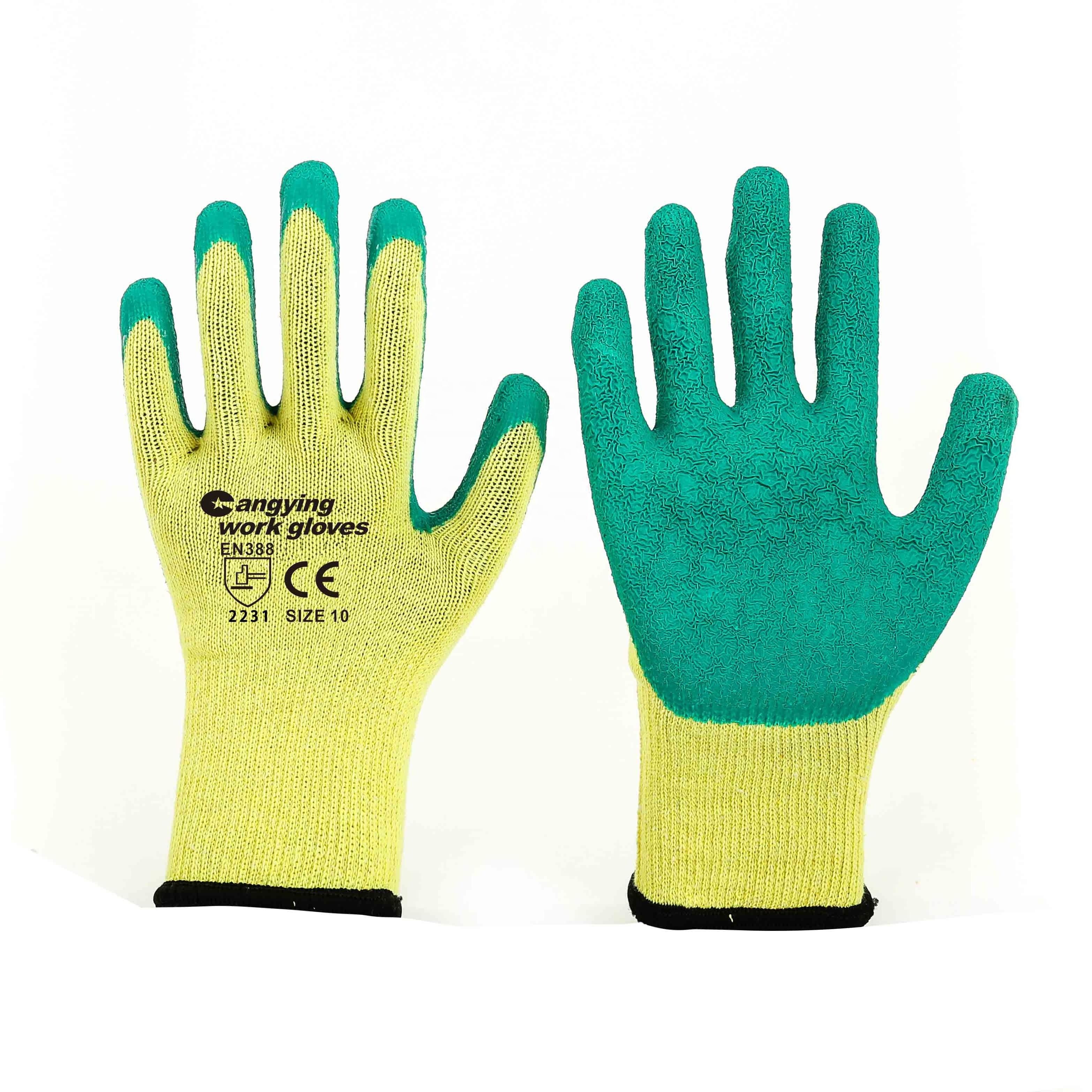 china factory hot sale cotton rubber coated gloves construction safety work gloves