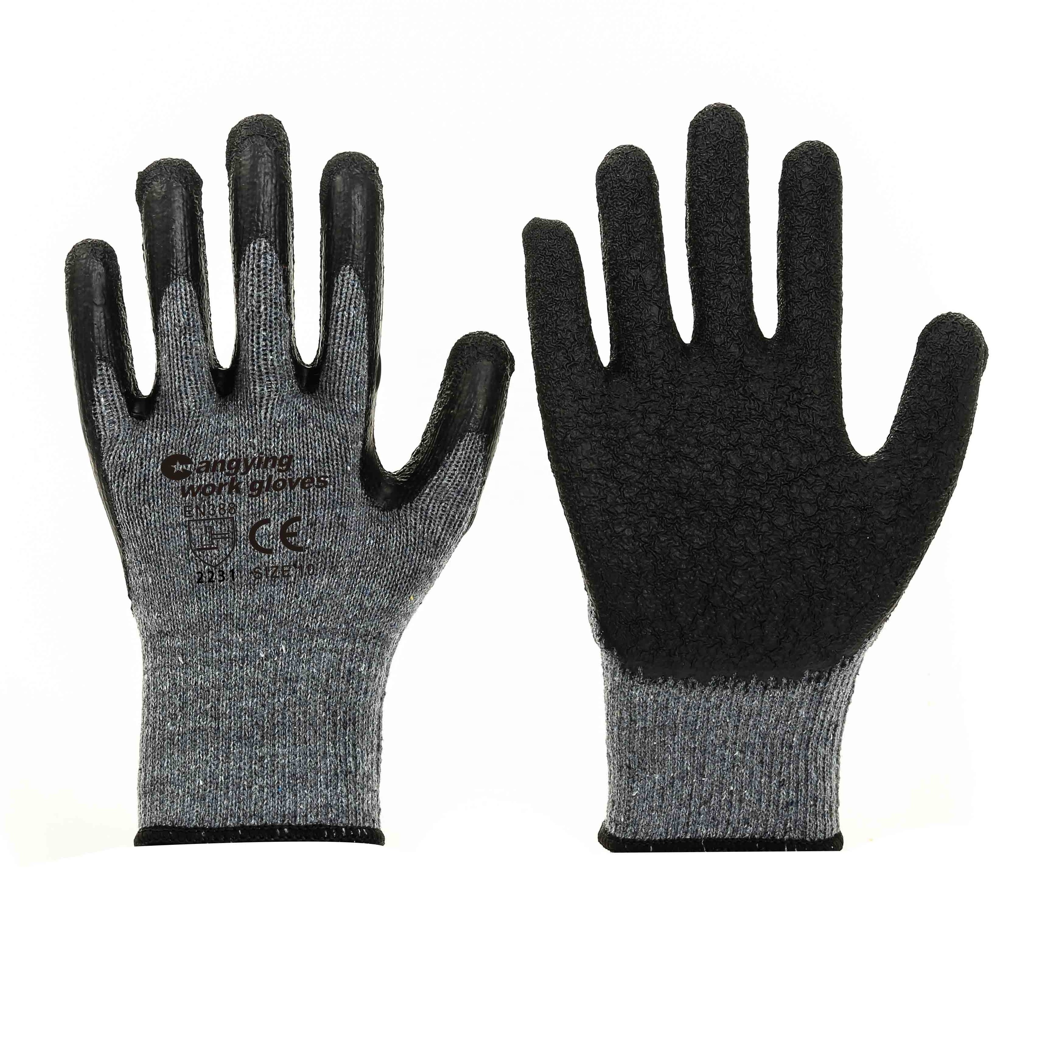 china factory hot sale cotton rubber coated gloves construction safety work gloves