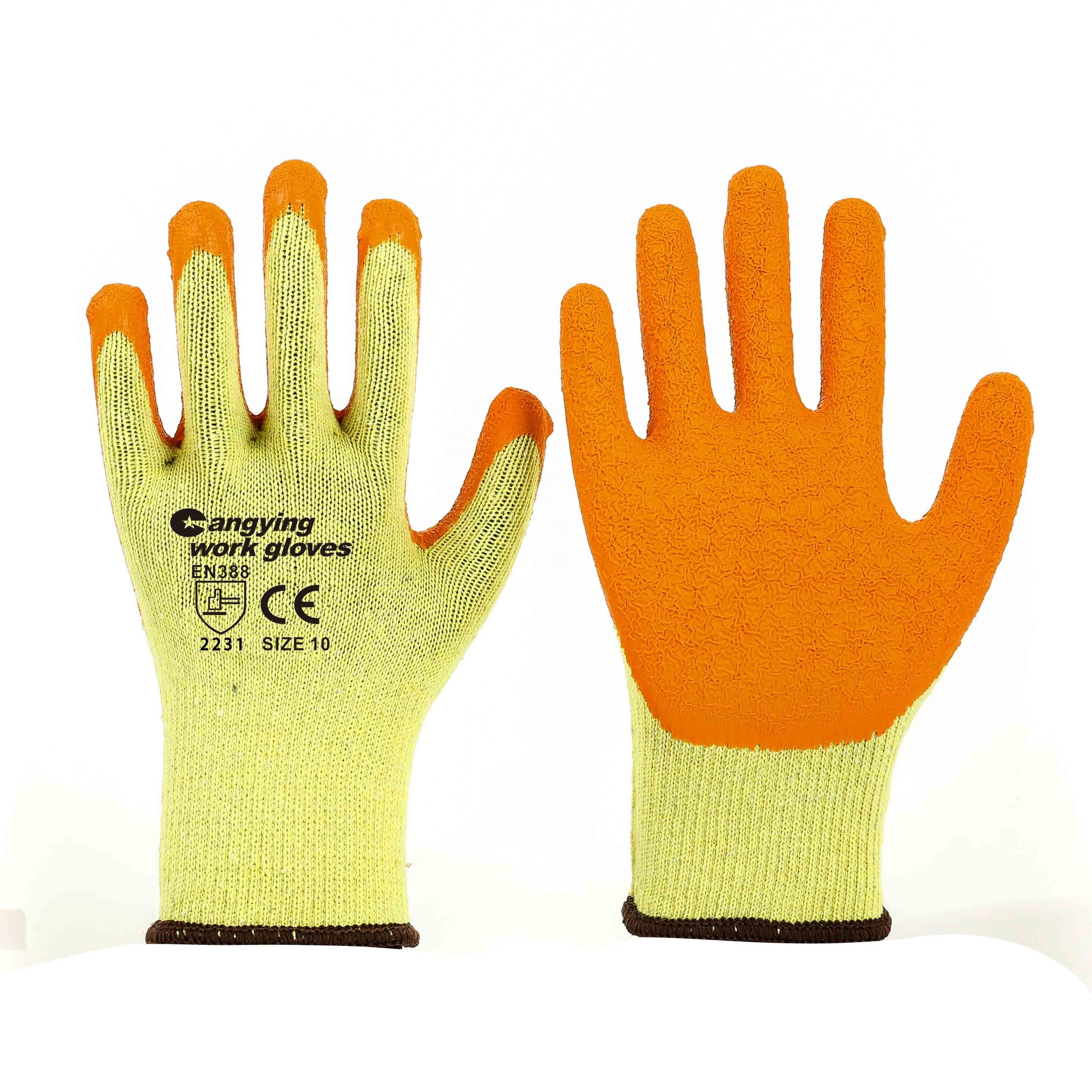 china factory hot sale cotton rubber coated gloves construction safety work gloves