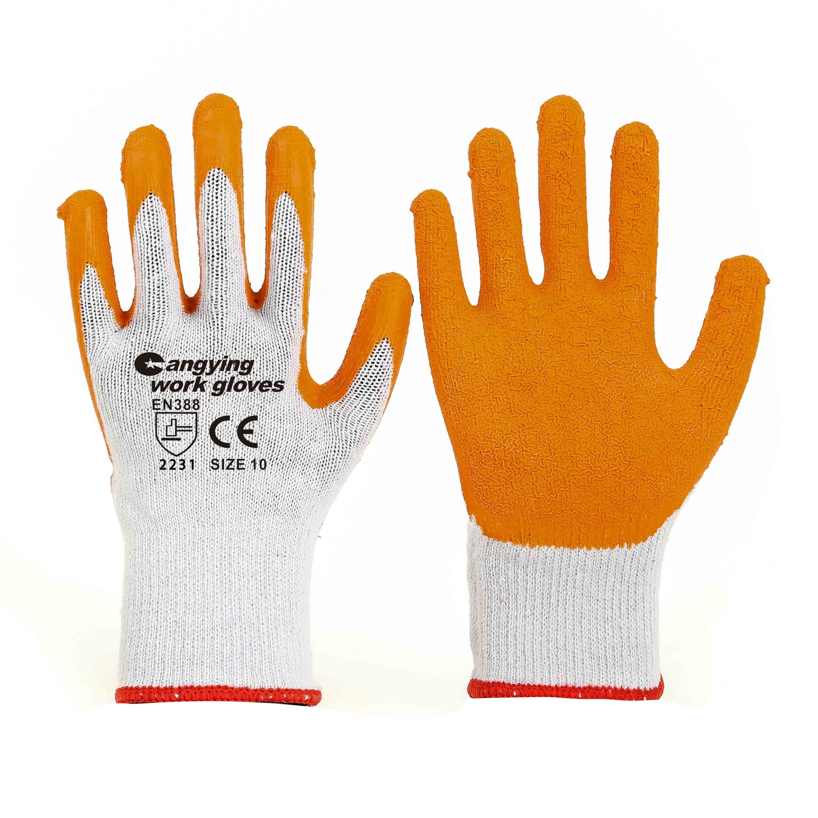 china factory hot sale cotton rubber coated gloves construction safety work gloves