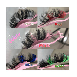 eyelashes colored with glitter colorful faux mink eyelashes wholesale glitter pink lashes with color