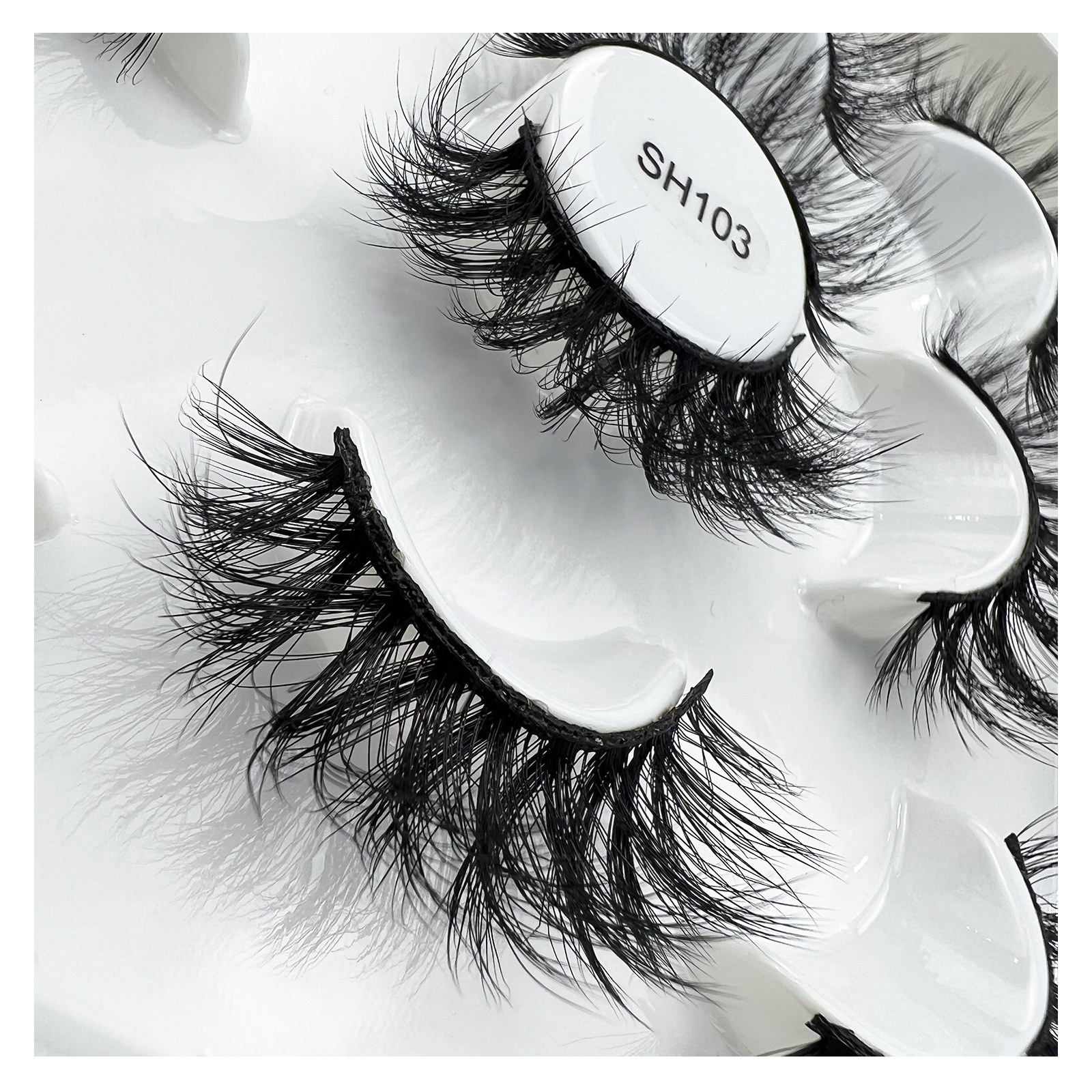 cruelty-free natural full strip lashes vegan fiber eyelashes with clear tray