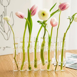 Hot sale creativity folding glass hydroponic flower maker Net red living room tabletop decoration test tube transparent vase