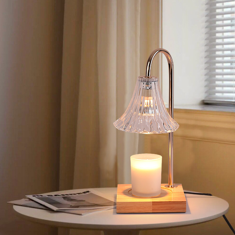 Hot time dimming household atmosphere wooden base Timed dimming electric candle gift lift aromatherapy light candle warmer lamp