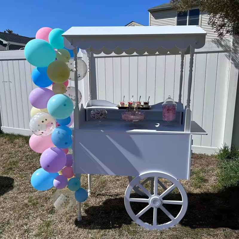 Customized Cake stand for wedding children wood display racks With wheels sweet bar cake party decoration wooden candy cart