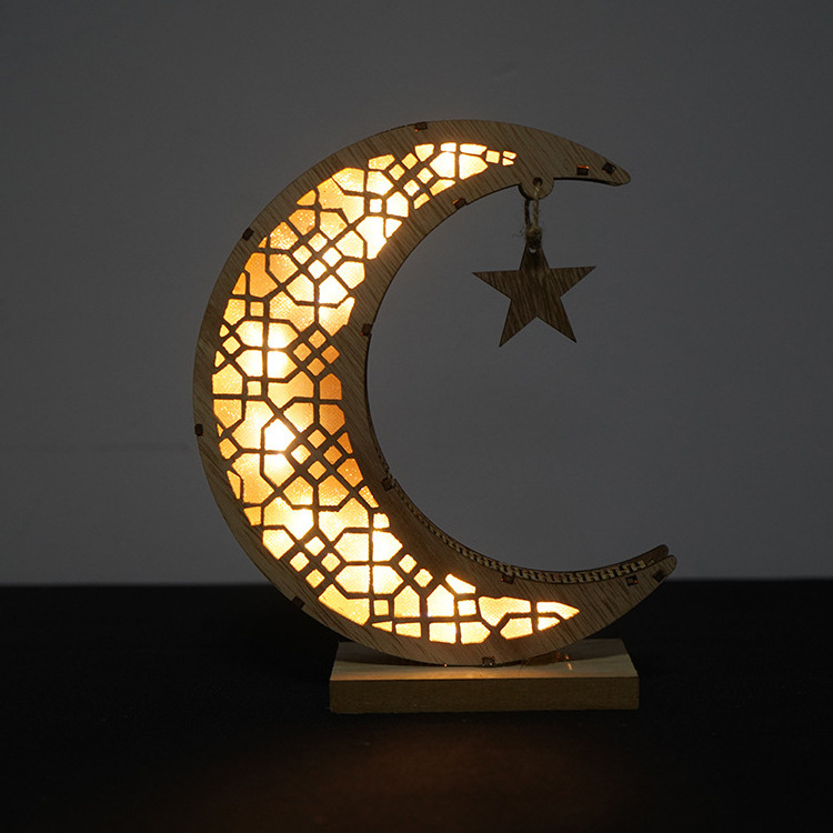 Creative Muslim crafts decoration Ramadan gifts luminous pattern decoration placed wooden crafts arabic wedding favors