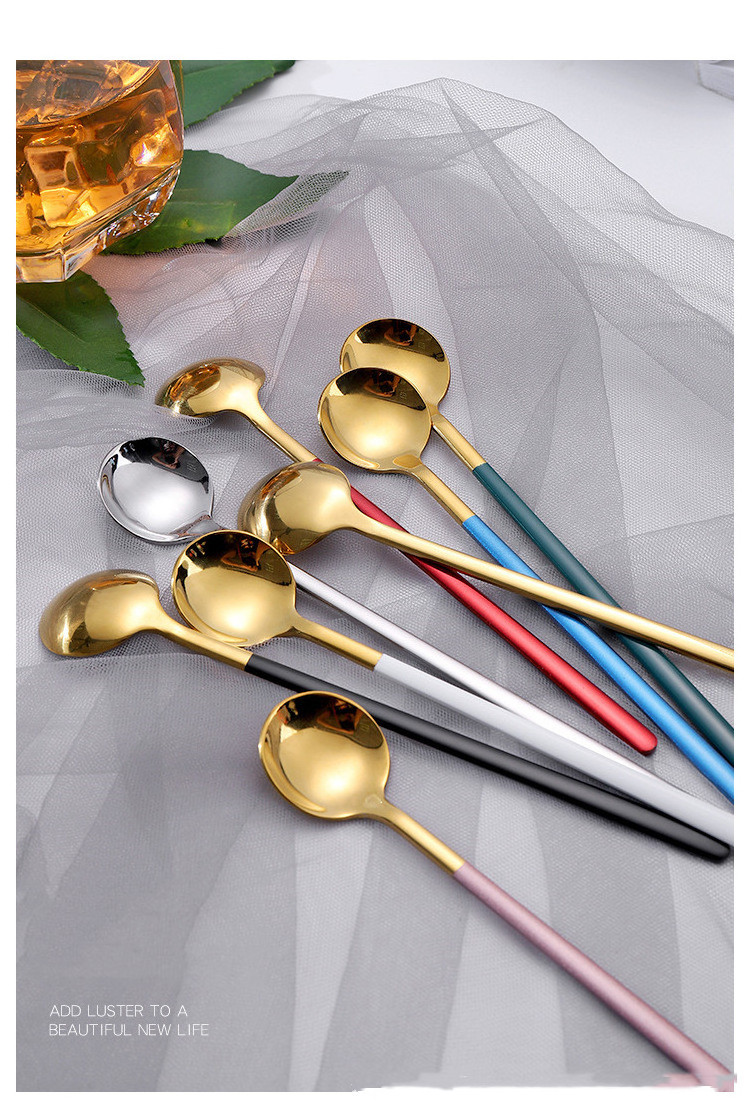 2023 stainless steel mixing spoon Creative Starba style watermelon scoop round shape coffee compact ice cream scoop