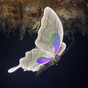 2024 New design iron art lifelike electric luminous butterfly wedding ceiling decoration T-stage butterfly wedding decoration