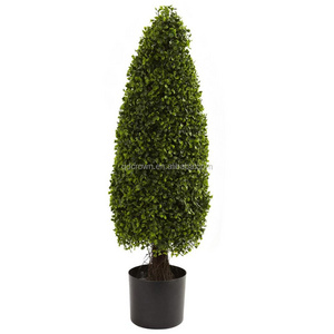 Promotion greenery leaves bonsai artifical spiral boxwood grass ball green topiary plants plant plastic artificial leave tree