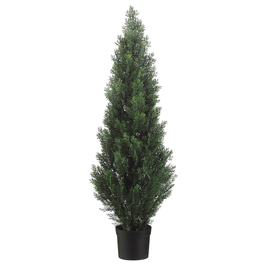 Wholesale Artificial Uv Resistant Potted Artificial ball topiary spiral Cypress tall fake cedar Plant