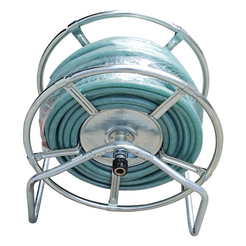 2022 new type garden hose reel on wheels plastic pvc aluminum metal cast iron stainless steel sprayer water manual 100 ft guide