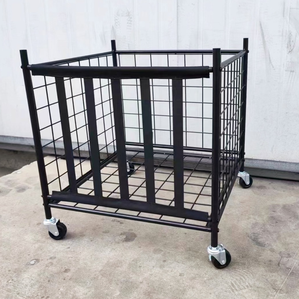 Rolling Sports Ball Storage Cart Stackable Ball Cage for Garage Storage Garage Organizer