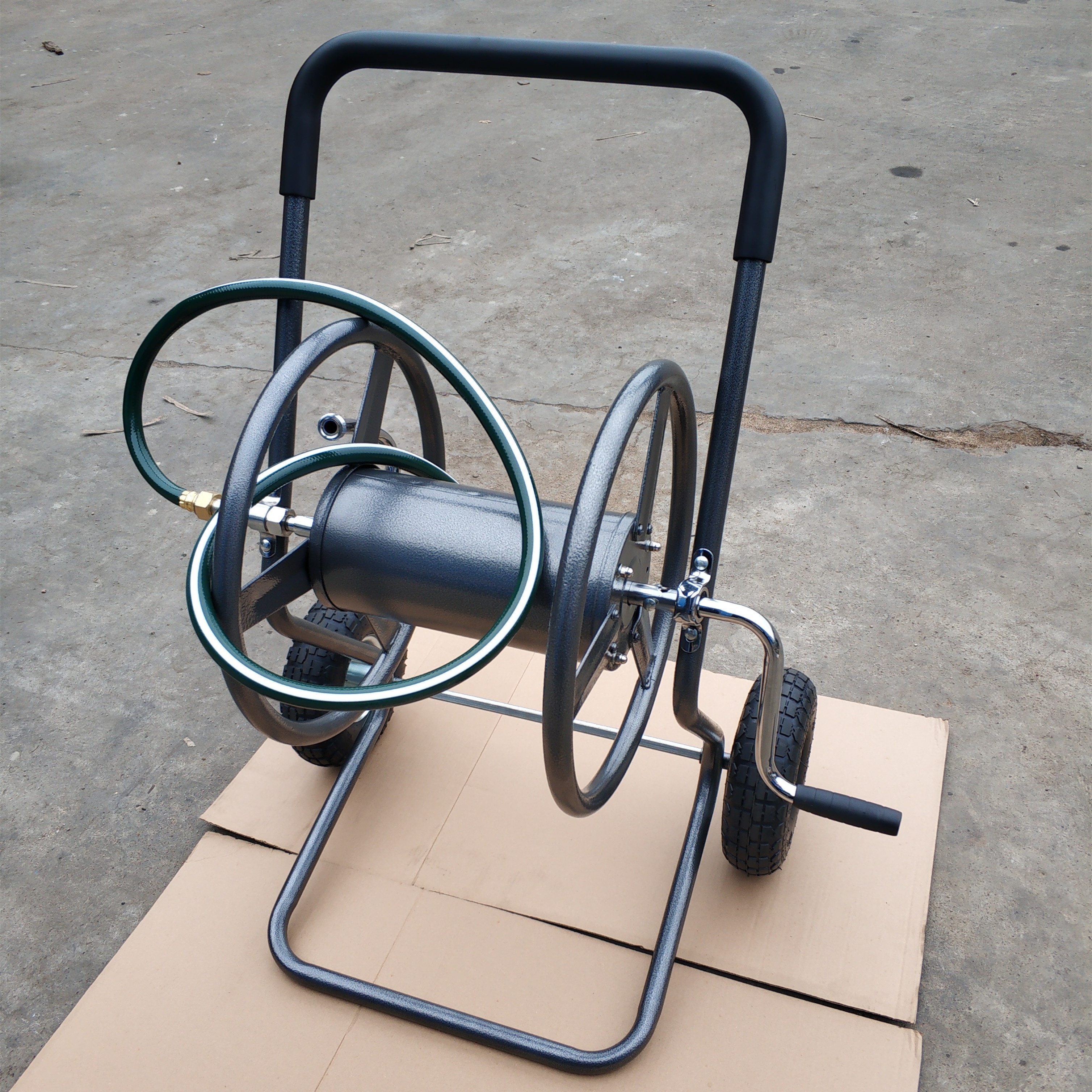 2022 new type garden water pvc hose reel cart welder metal stainless steel cast iron plastic on wheels  100ft guide hanger