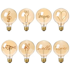 Customized E27 E26 Colorful G40 G125 Letter Word Happy Love Heart Dimmable Led Letter Decoration Bulb