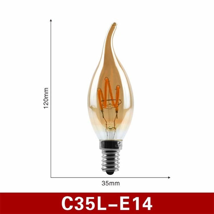 Factory sale warm white E12 E14 4W clear 2700K 6500K C35 filament led candle bulb