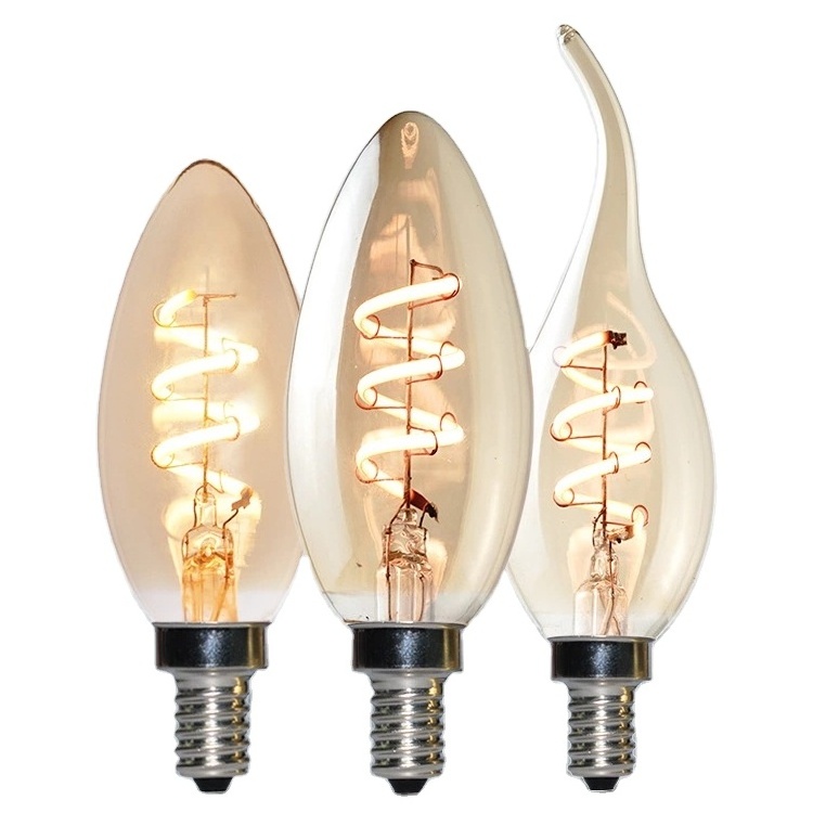 Factory sale warm white E12 E14 4W clear 2700K 6500K C35 filament led candle bulb