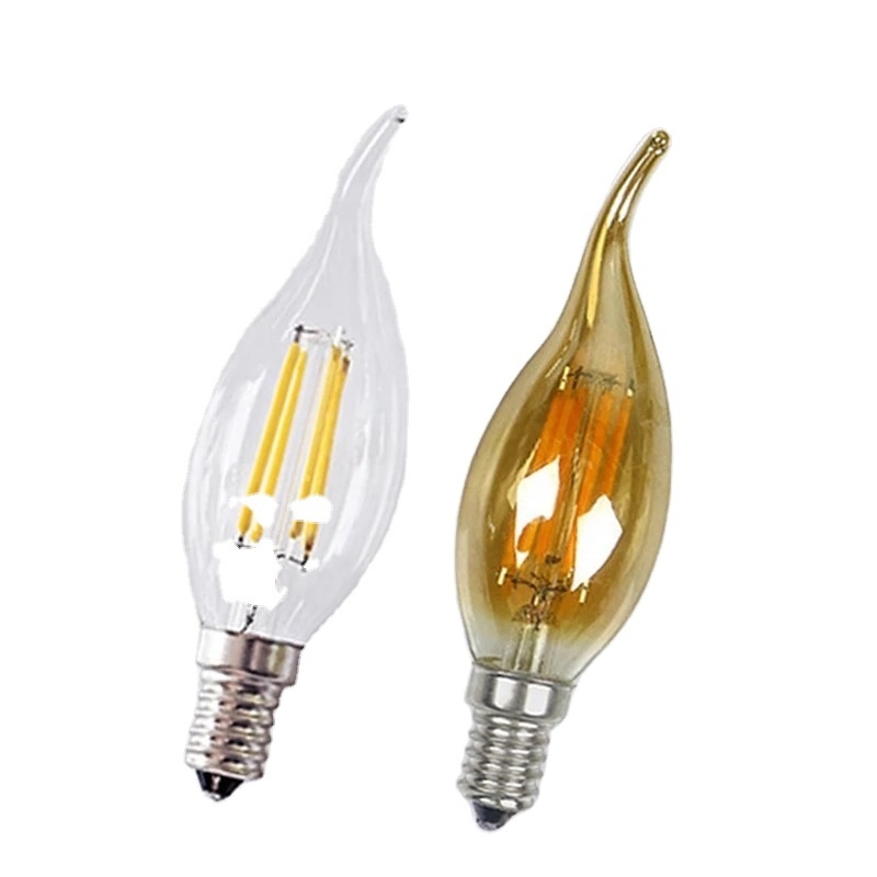 Factory sale warm white E12 E14 4W clear 2700K 6500K C35 filament led candle bulb