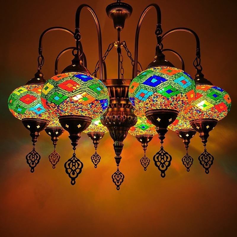 Wholesale Chandelier Moroccan Pendant Lighting Turkish LED Handmade Glass Chandelier Art Deco Pendant Light