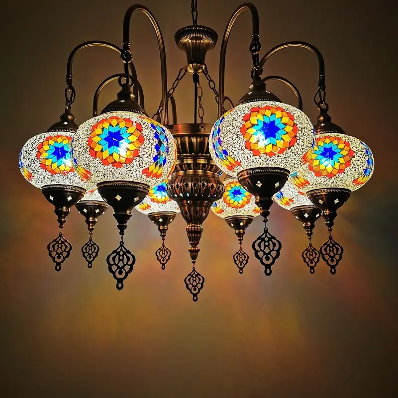 Wholesale Chandelier Moroccan Pendant Lighting Turkish LED Handmade Glass Chandelier Art Deco Pendant Light