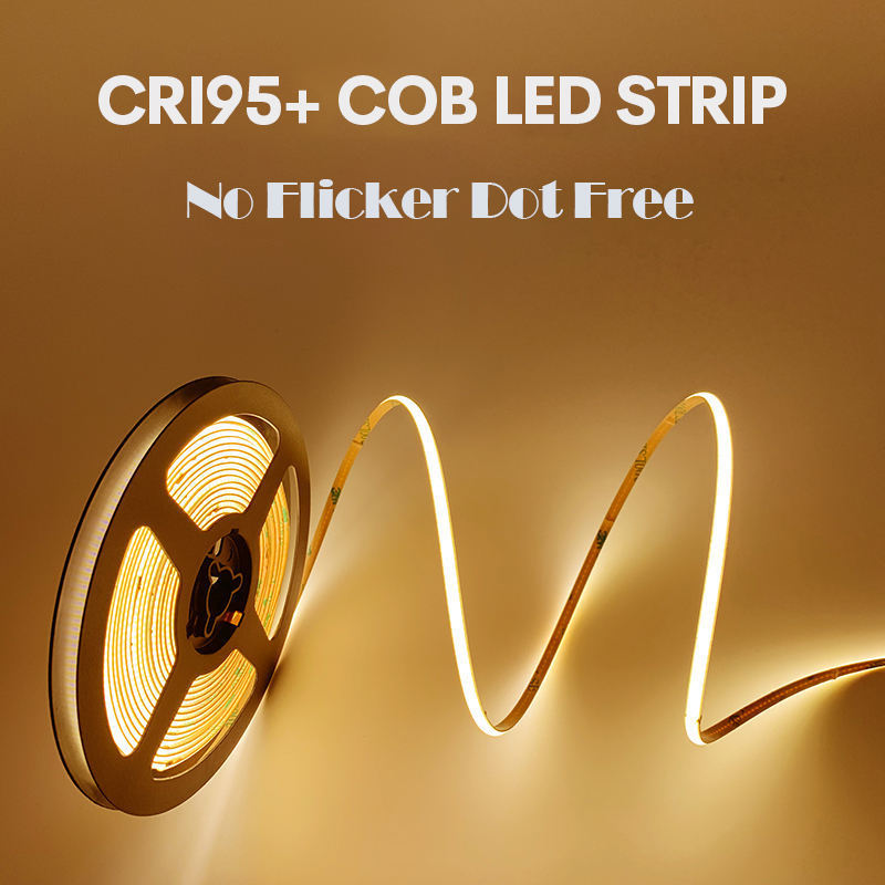 3 Years Warranty COB LED Strip 480LEDs CE RoHS 12V 24V 100ft Warm White 6500k Light Flexible COB LED Strip Light