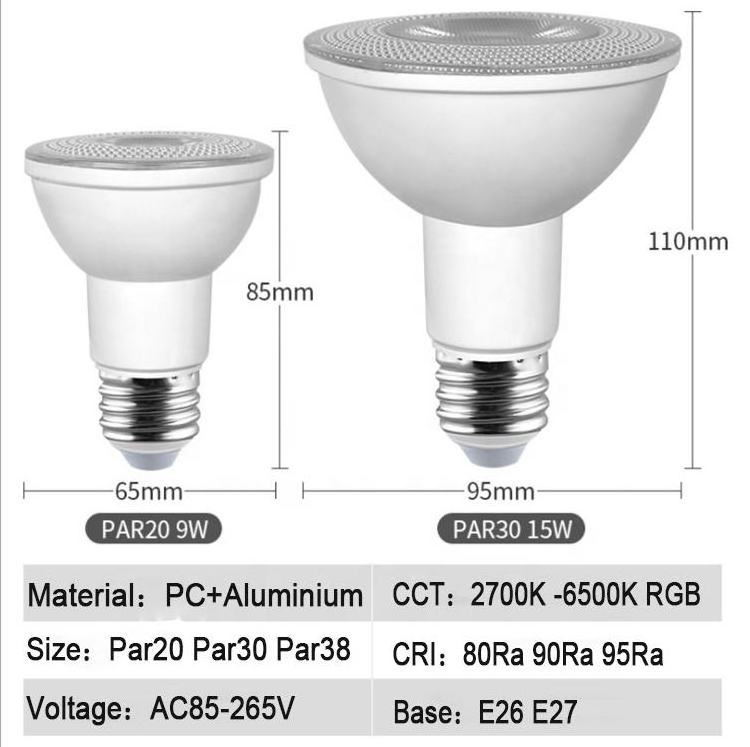 Rgb Waterproof Foco PAR30 PAR38 COB Led Lights E26 E27 Dimmable Par Light spot CRI95 18W Par30 Par38 Led Bulb