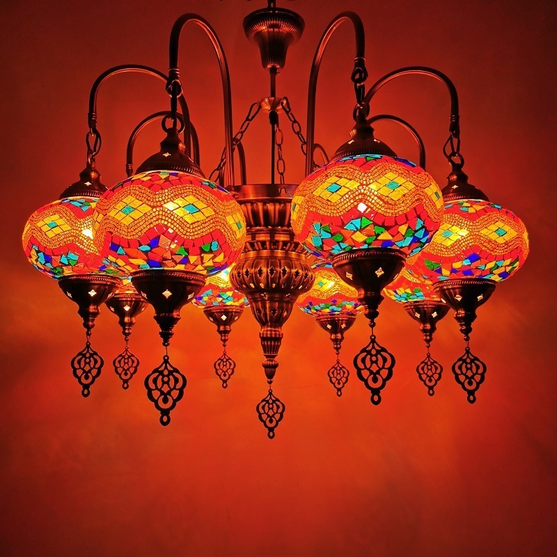 Wholesale Chandelier Moroccan Pendant Lighting Turkish LED Handmade Glass Chandelier Art Deco Pendant Light