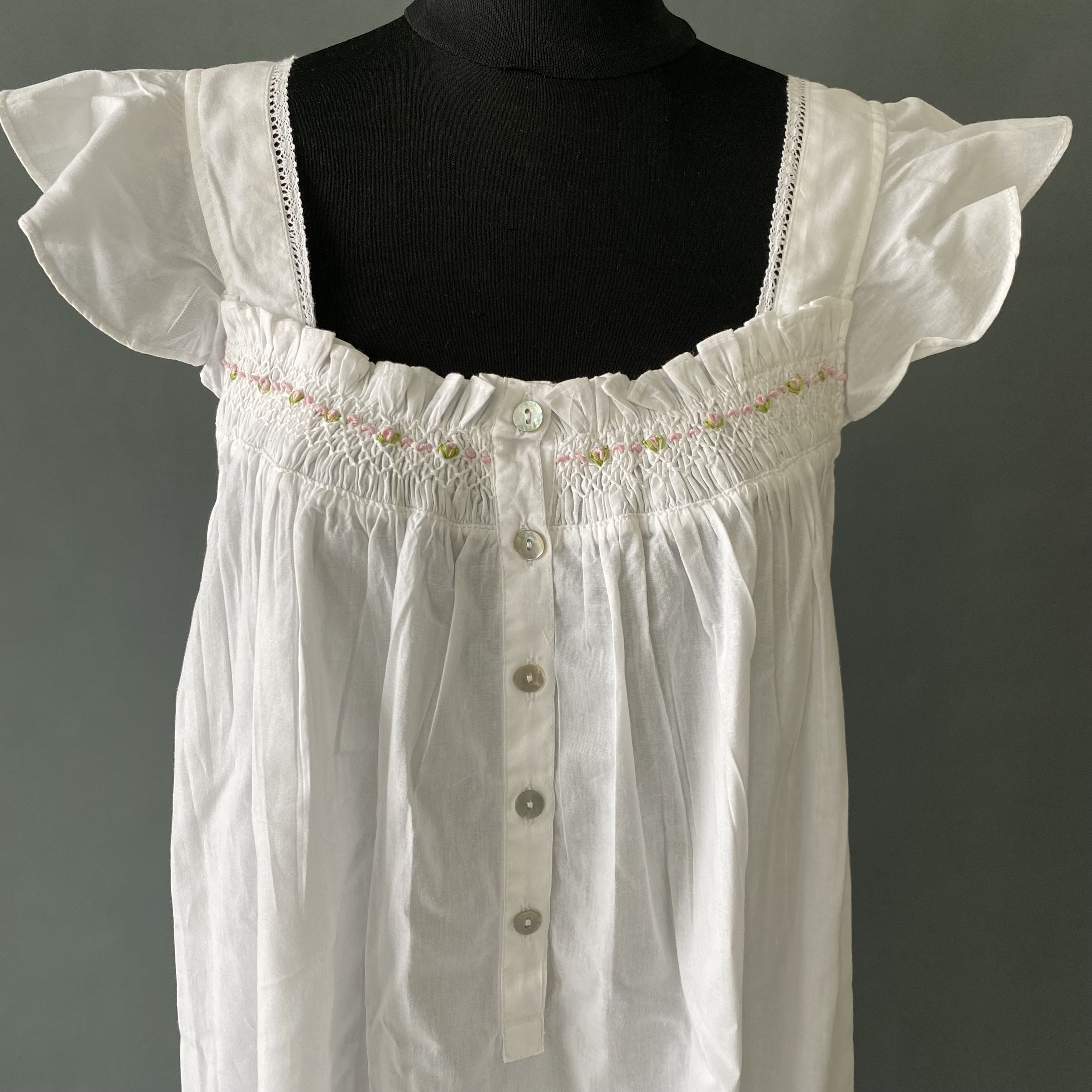 white cotton ladies nightgown nightwear sleepwear