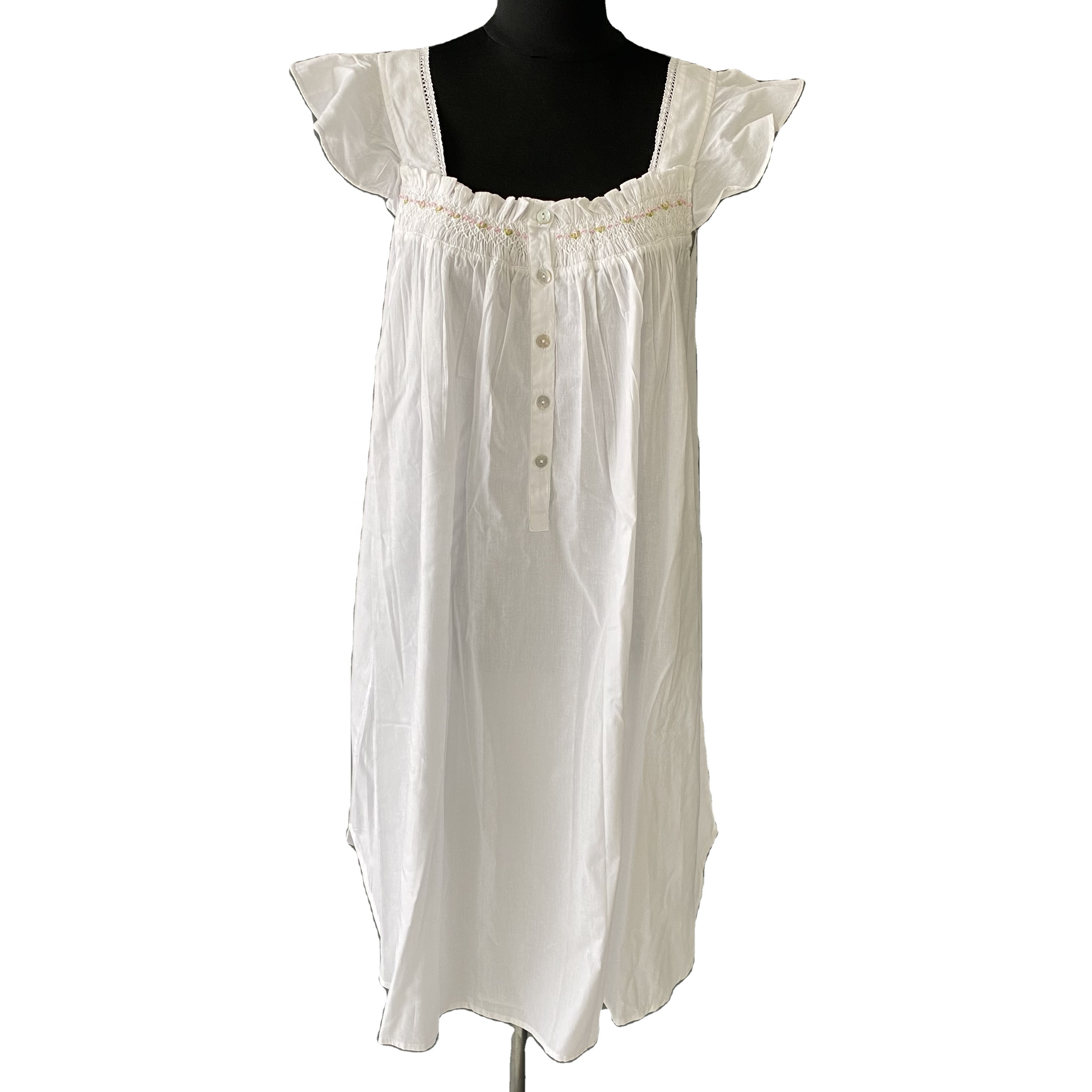 white cotton ladies nightgown nightwear sleepwear