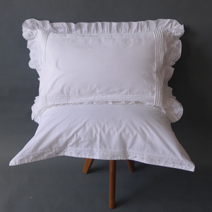 All Season White Cotton Embroidered Pillow Case