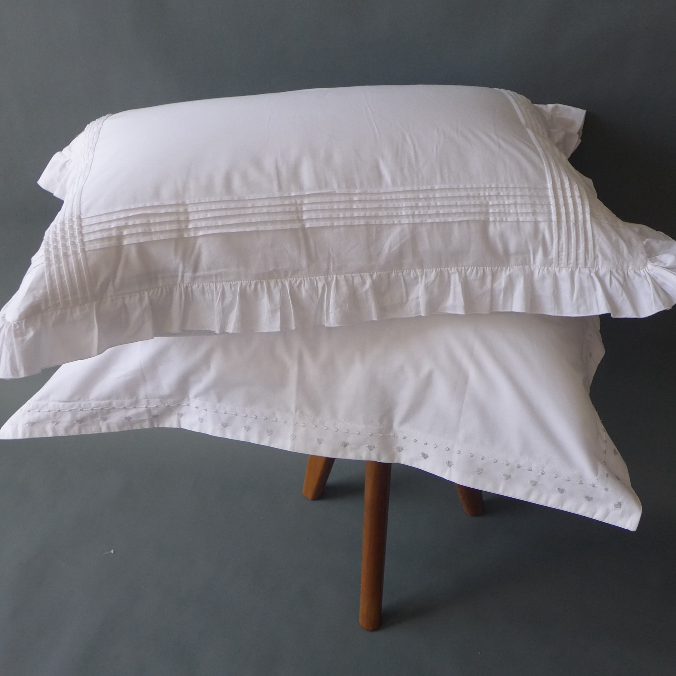 All Season White Cotton Embroidered Pillow Case