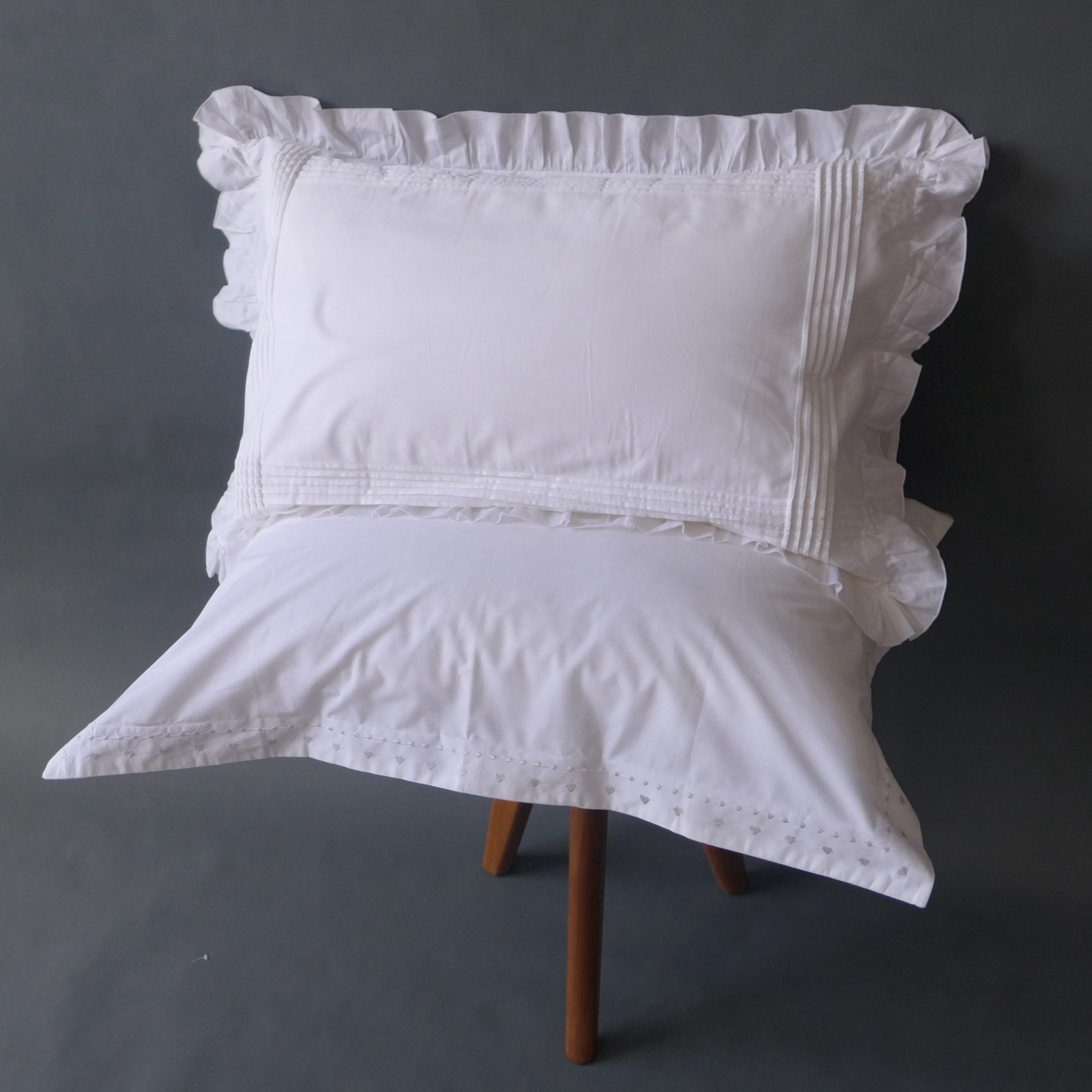 All Season White Cotton Embroidered Pillow Case