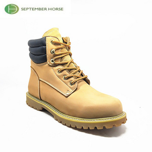 China Fashion Yellow Nubuck Leather Men Industrial Work Boots