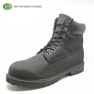 Black Wholesale High Quality Rubber Sole Nubuck Leather Work Boots For Men