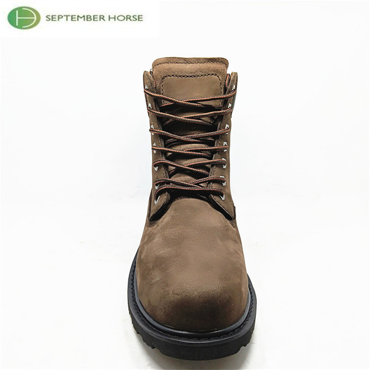 Brown Nubuck Leather Durable Safety Steel Toe Work Boots