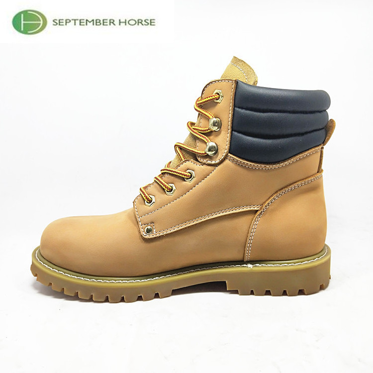 China Fashion Yellow Nubuck Leather Men Industrial Work Boots