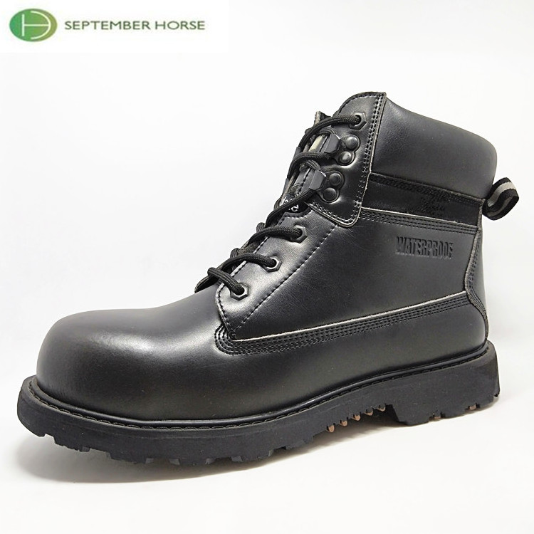 Waterproof Leather Black Safety Toe Non-slip Men Work Boots