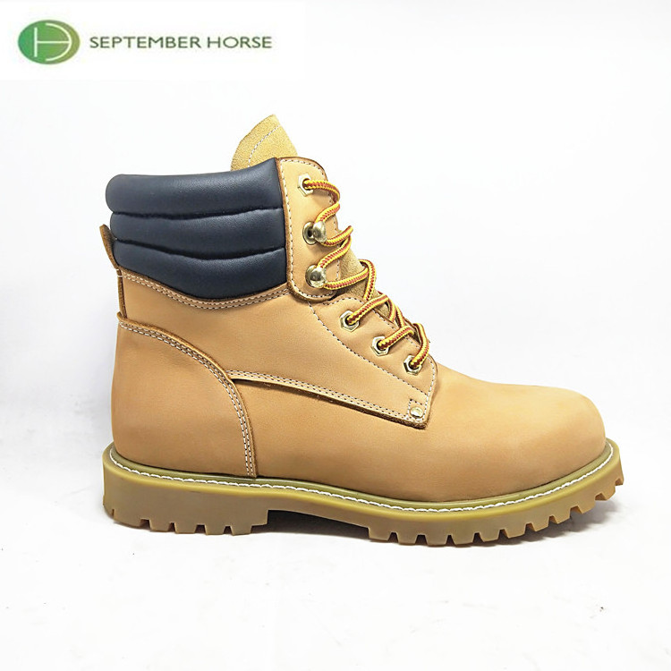 China Fashion Yellow Nubuck Leather Men Industrial Work Boots