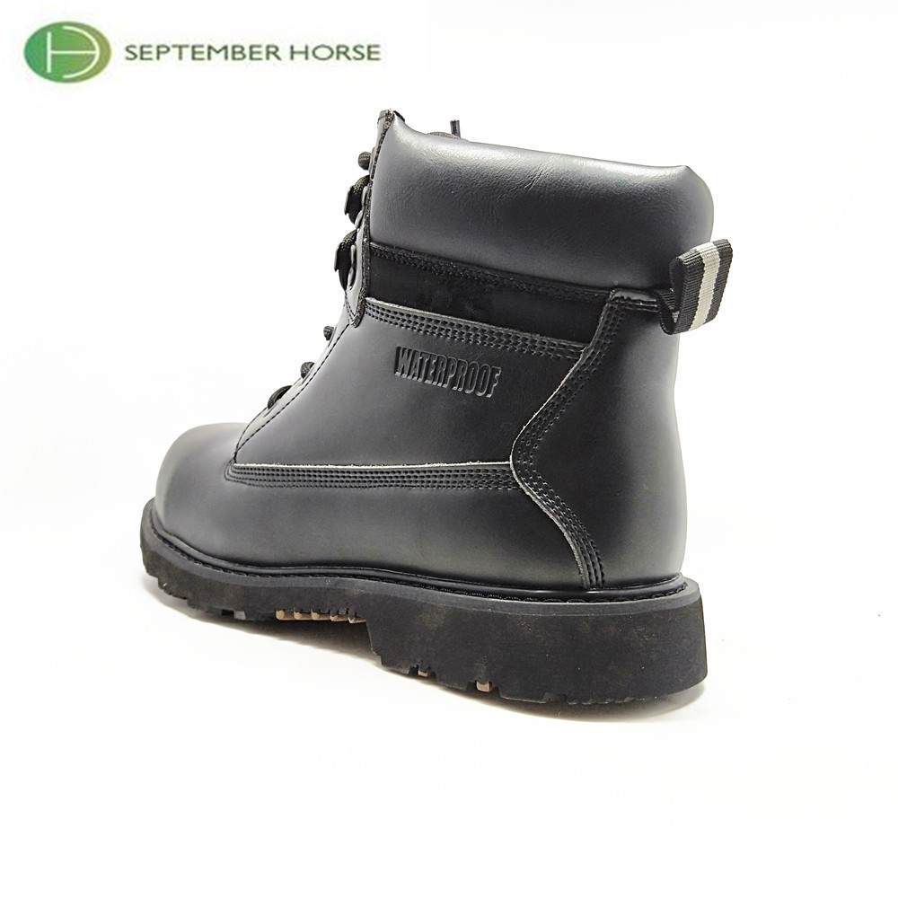 Waterproof Leather Black Safety Toe Non-slip Men Work Boots