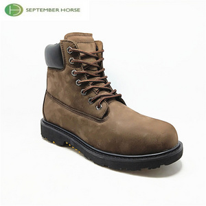 Brown Nubuck Leather Durable Safety Steel Toe Work Boots